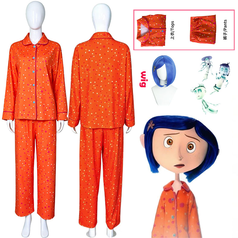 Cosplay Prop - Movie Coraline Cosplay Pajamas Costume Orange