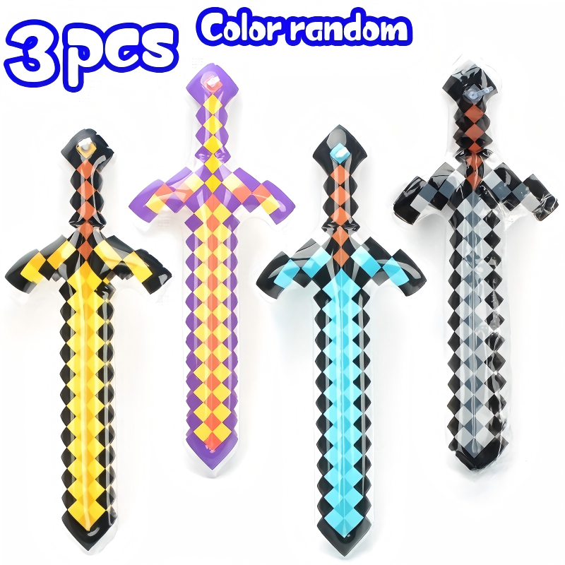 Cosplay Prop Dagger - 3Pcs Pixel Style Inflatable Sword Toys