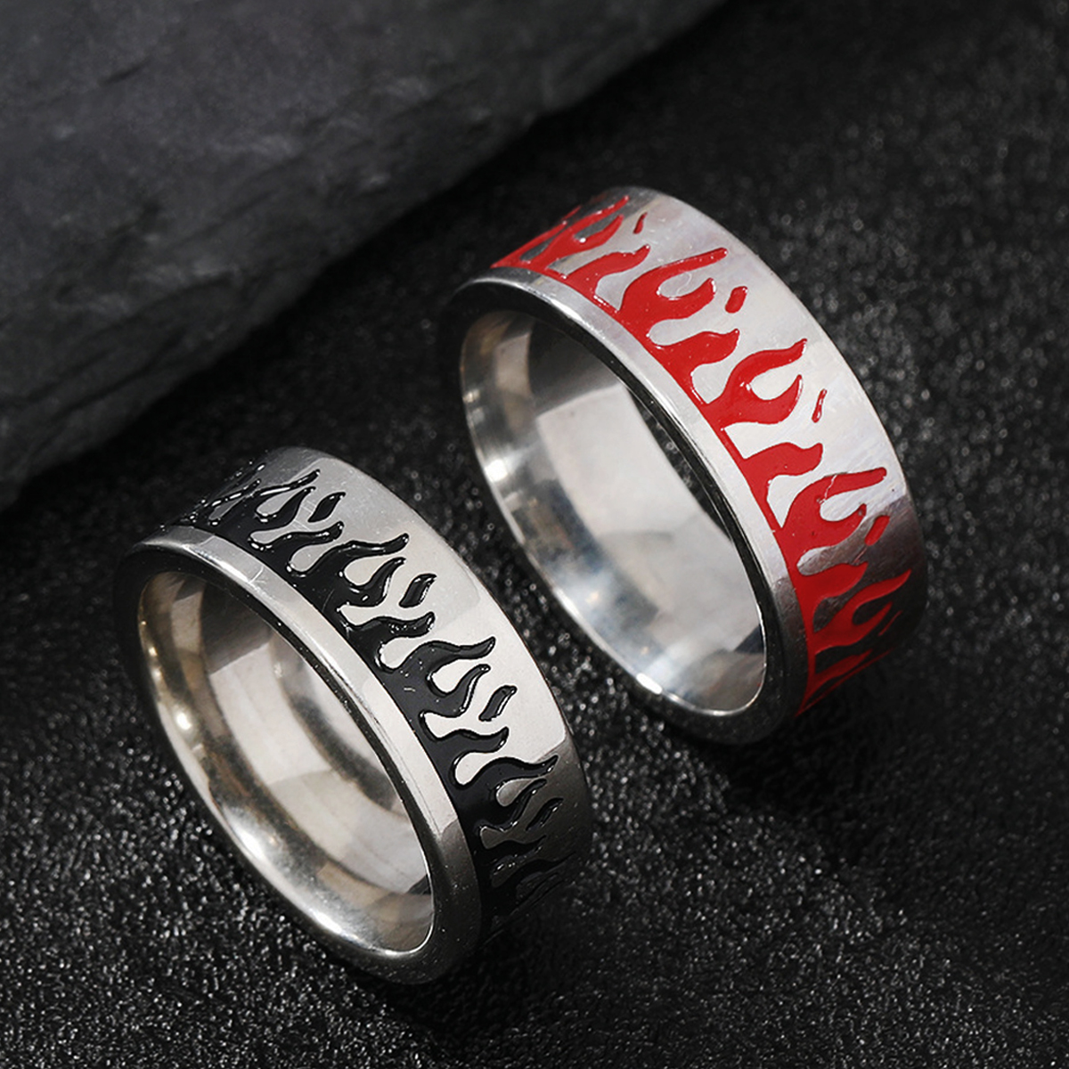 Cosplay Flame Prop - Retro Flame Fire Stainless Steel Ring