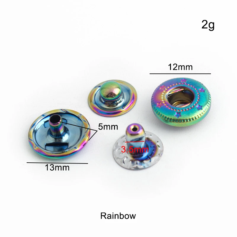 20-100 Sets Rainbow 12mm 10 Co – обзор и цена Snap Fastener Set