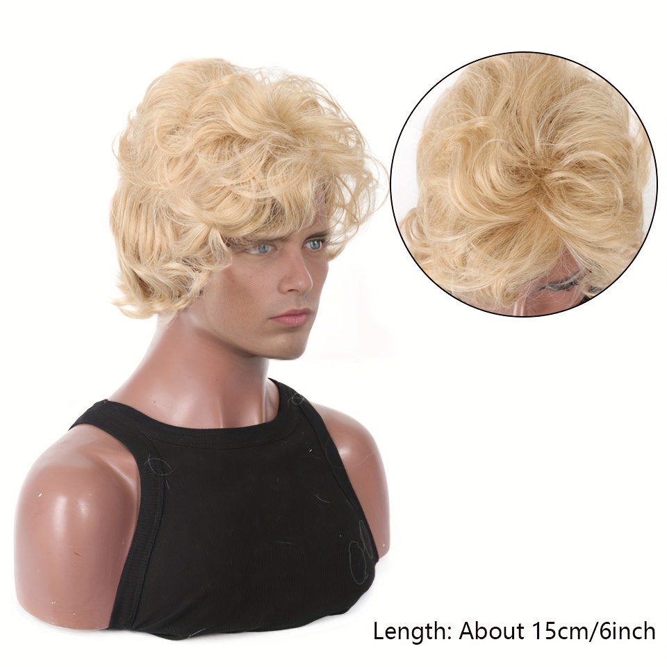 Mens Blonde Wig Short Wavy Flu – обзор и цена Prop For Cosplay