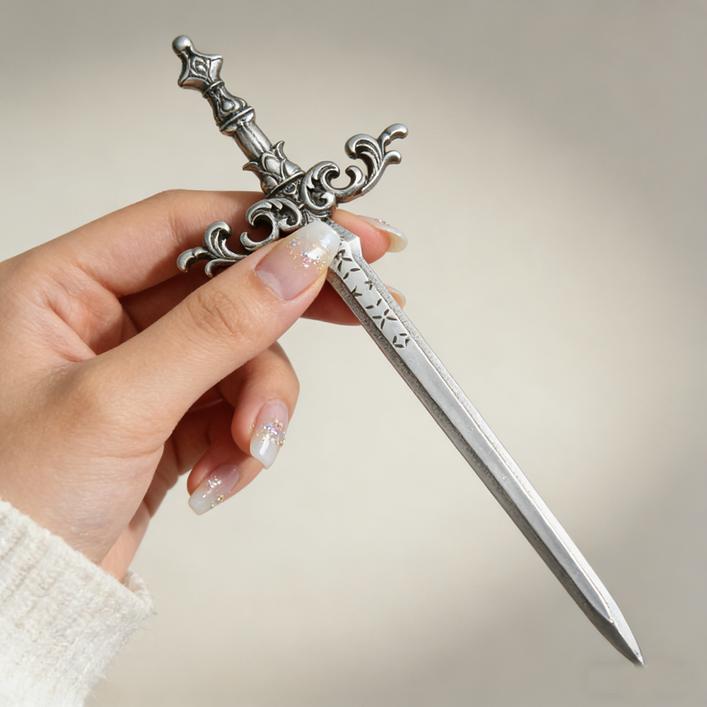1pc Silver-Tone Sword Hair Sti – обзор и цена Cosplay Prop Dagger