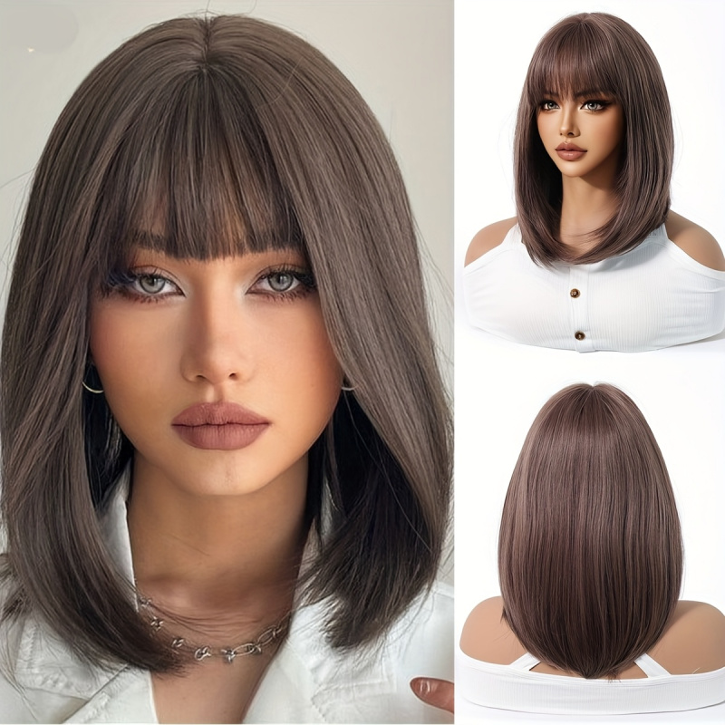 Elegant Brown Short Bob Wig fo – обзор и цена Wig Fiber Net