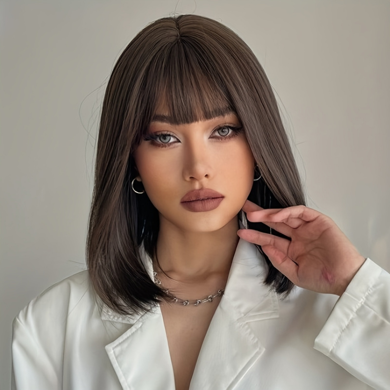 Elegant Brown Short Bob Wig fo – обзор и цена Wig Fiber Net